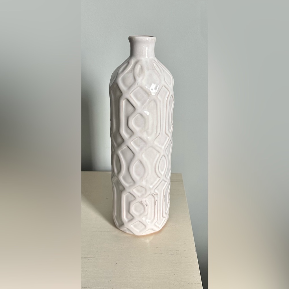 White Vase with designs. 12 inches